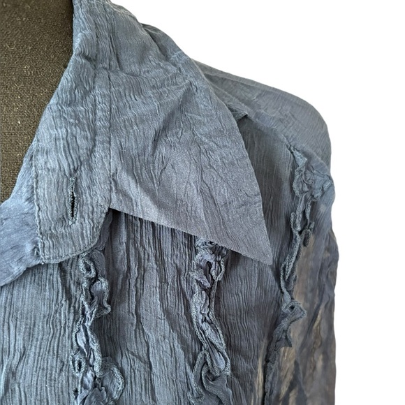 Just Cavalli sheer blue button down blouse size 52 - Picture 6 of 16